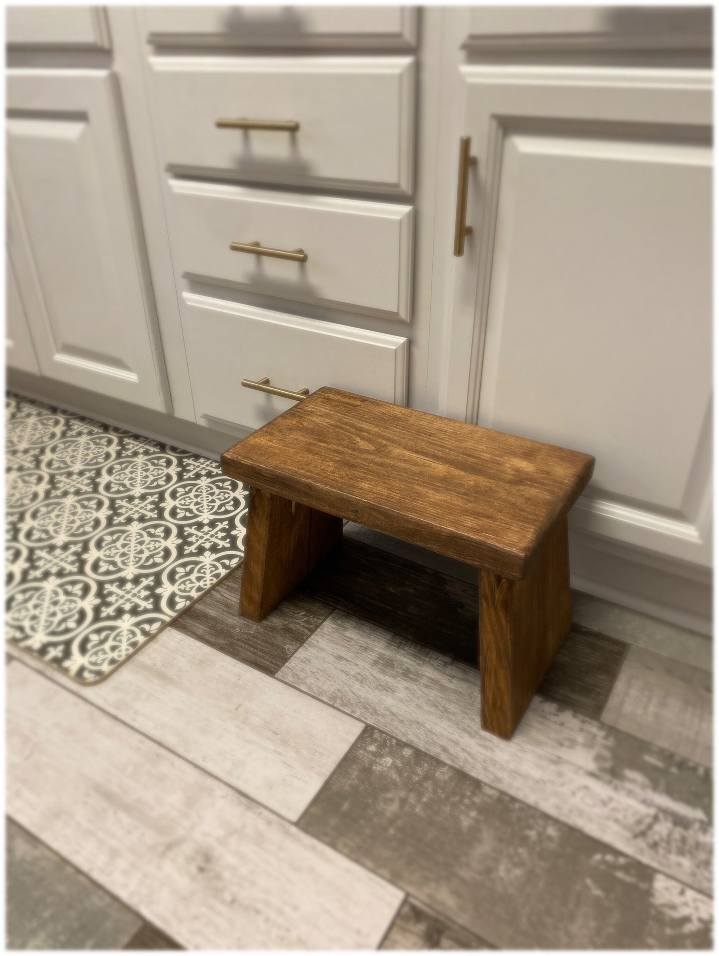 Hand made farmhouse stool | Step stool | Decorative furniture | Wood Stool | Sitting bench | Adult or children | Kitchen stool | Foot stool
