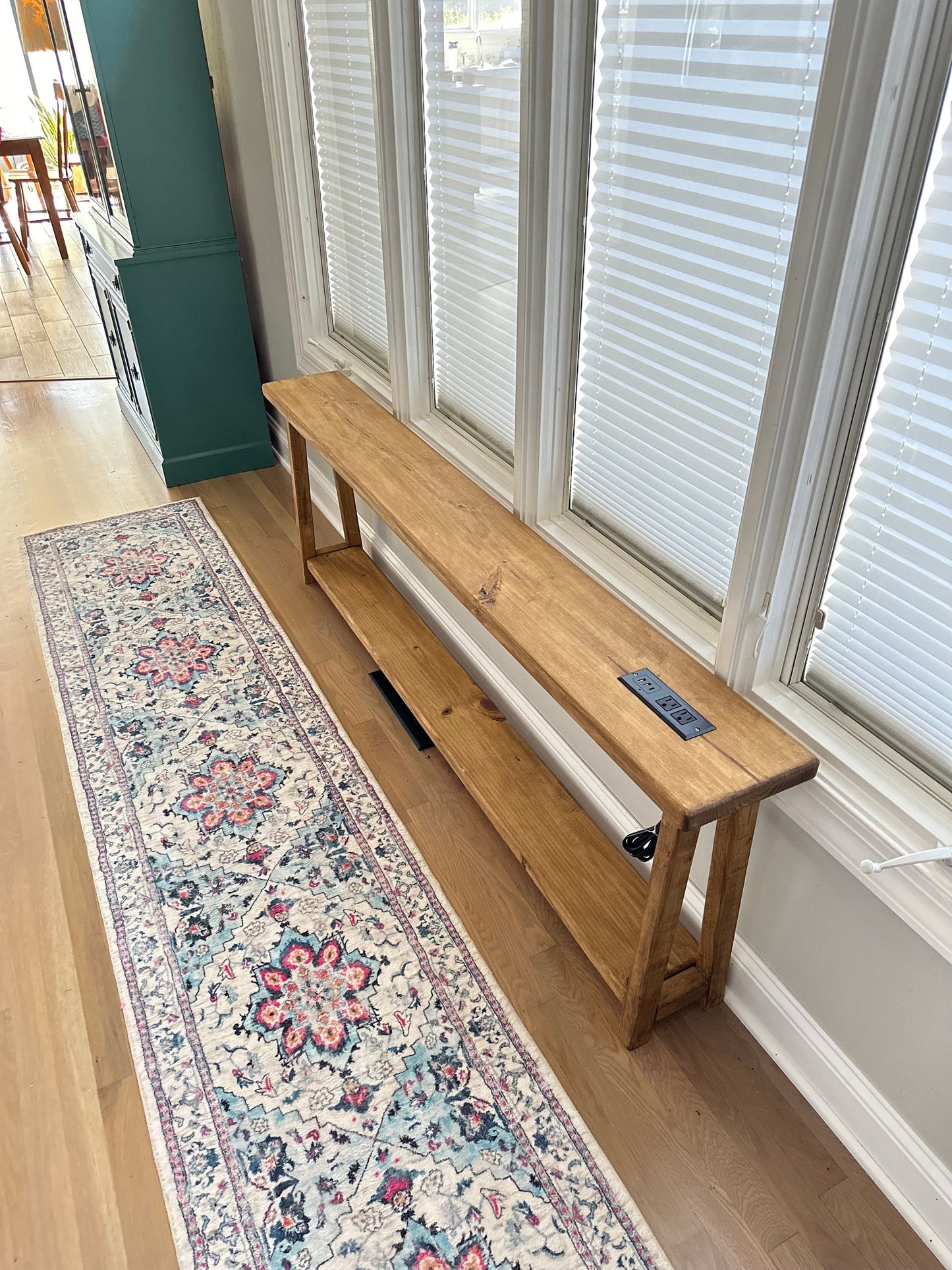Sofa Table With Charging Outlets | Console Table | Entryway Table | Farmhouse Table | Accent Furniture | Skinny Table | Shelf Table | Foyer