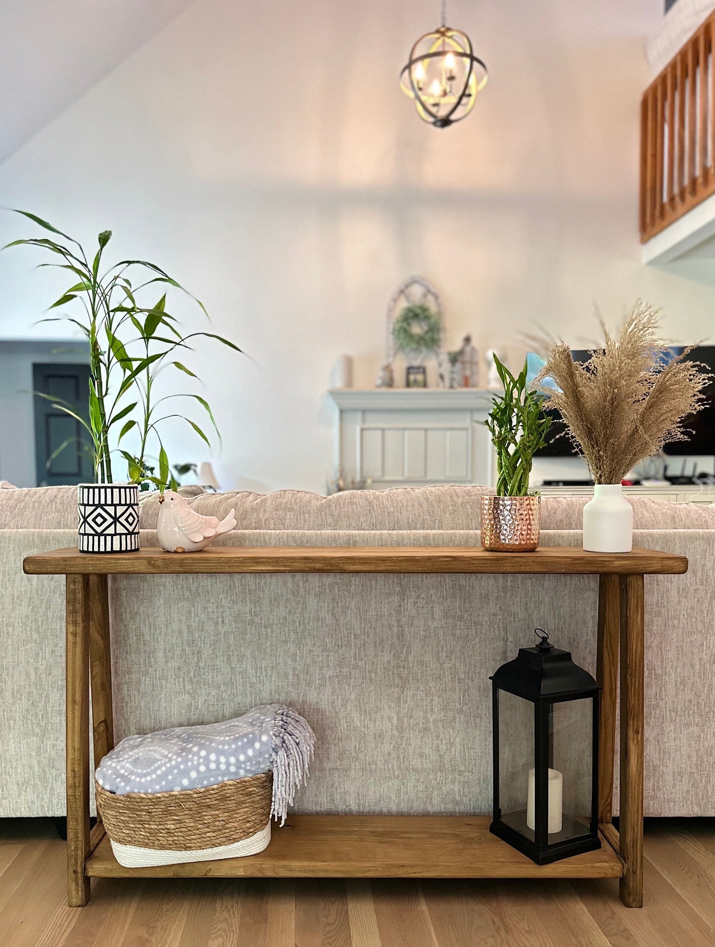 Sofa Table With Charging Outlets | Console Table | Entryway Table | Farmhouse Table | Accent Furniture | Skinny Table | Shelf Table | Foyer