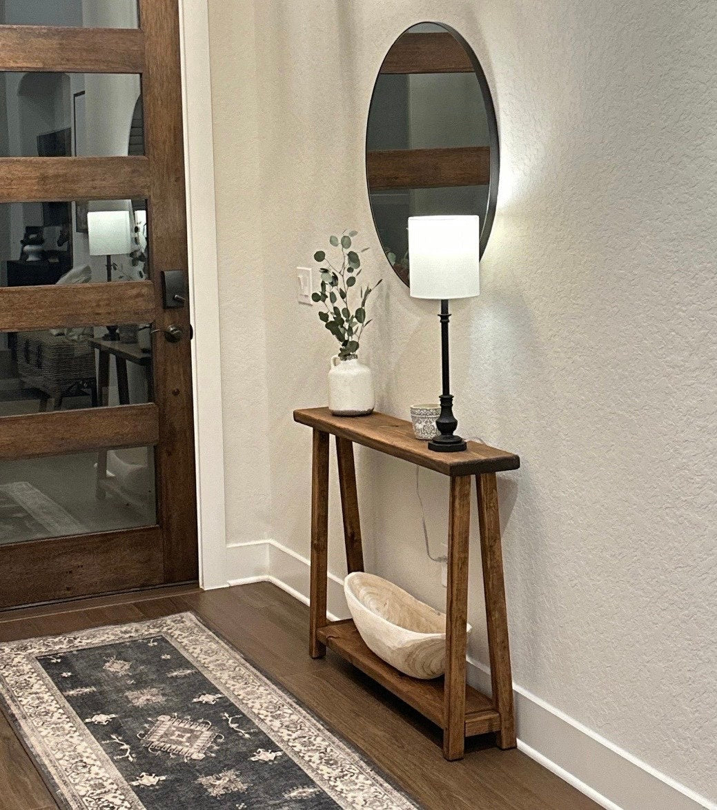 Sofa Table With Charging Outlets | Console Table | Entryway Table | Farmhouse Table | Accent Furniture | Skinny Table | Shelf Table | Foyer