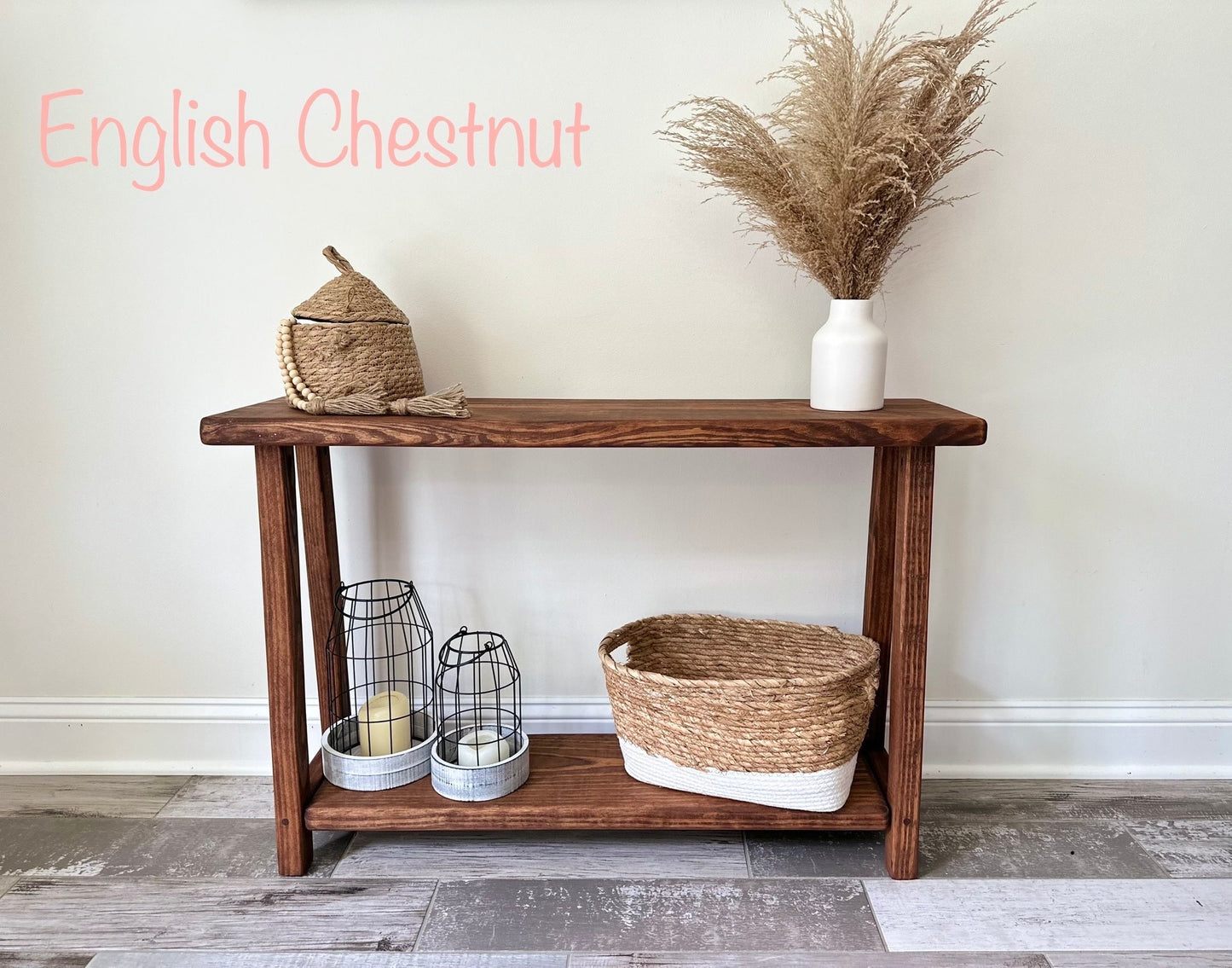 Sofa Table With Charging Outlets | Console Table | Entryway Table | Farmhouse Table | Accent Furniture | Skinny Table | Shelf Table | Foyer