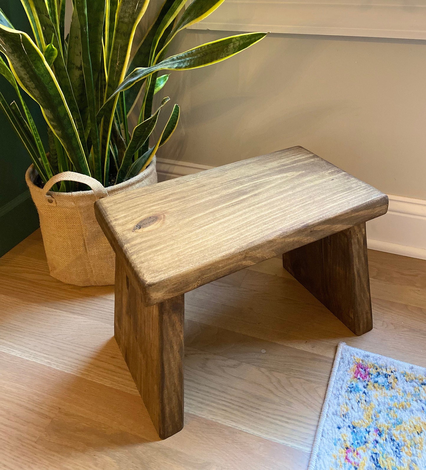 Hand made farmhouse stool | Step stool | Decorative furniture | Wood Stool | Sitting bench | Adult or children | Kitchen stool | Foot stool