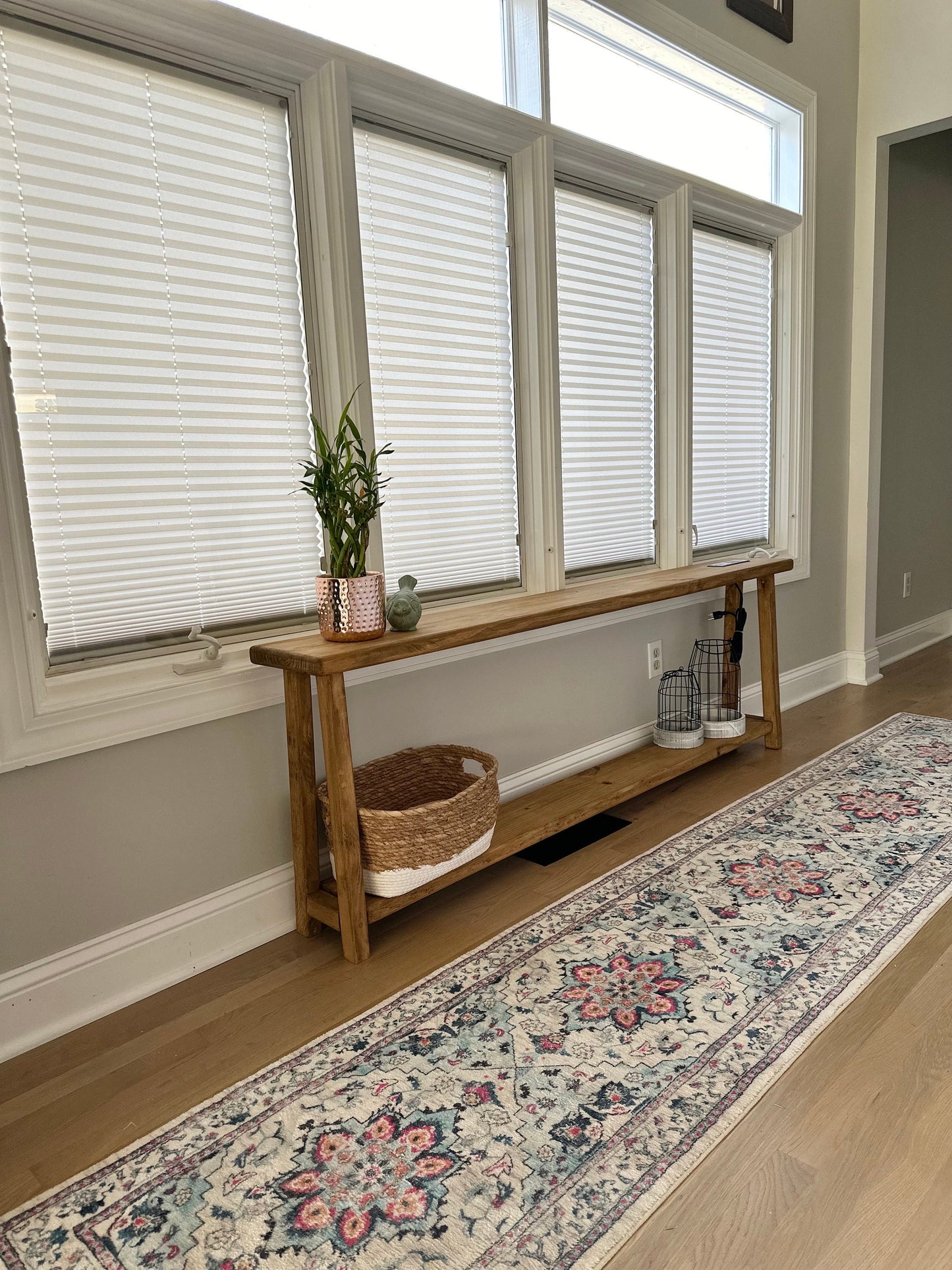 Sofa Table With Charging Outlets | Console Table | Entryway Table | Farmhouse Table | Accent Furniture | Skinny Table | Shelf Table | Foyer