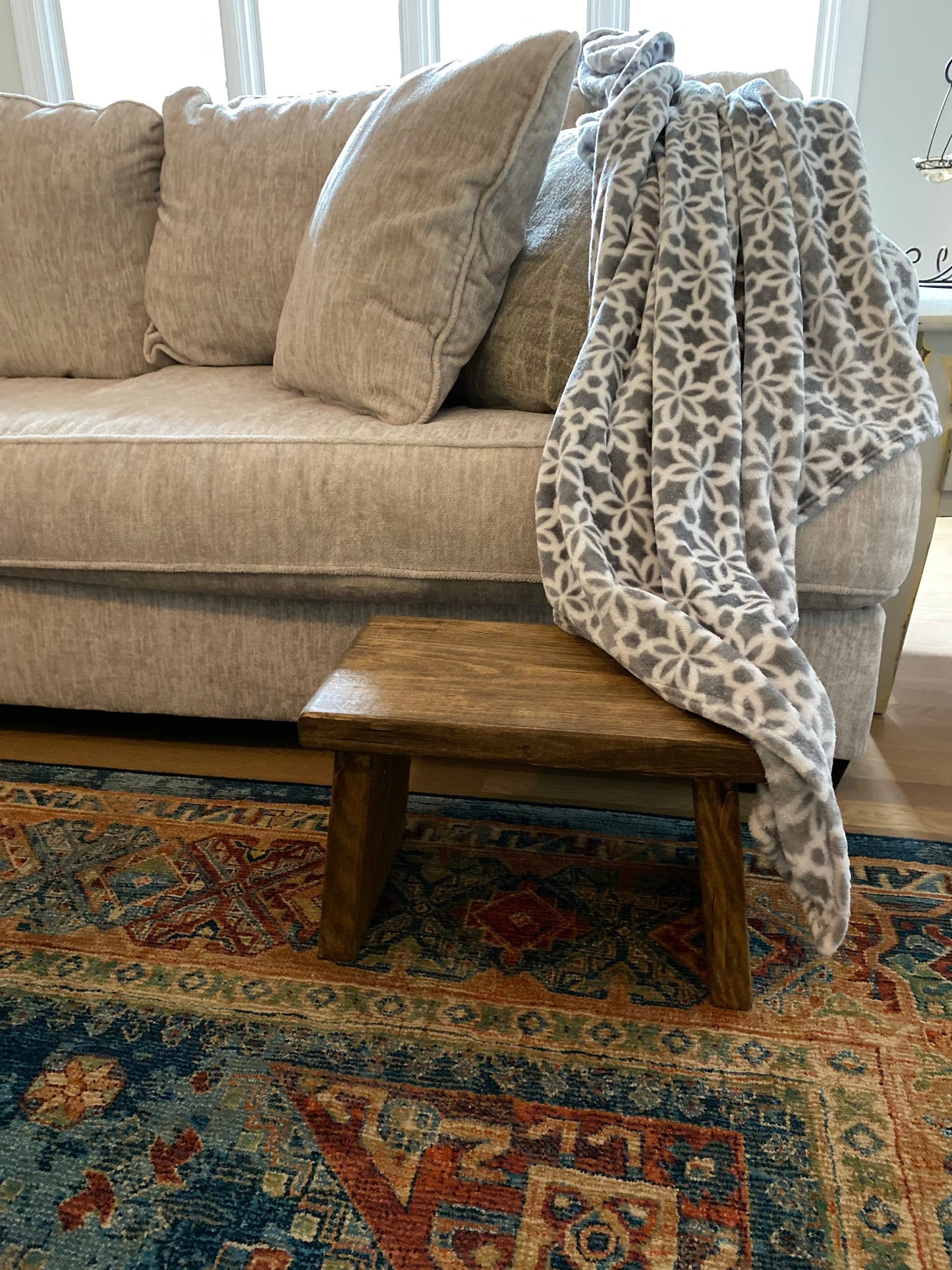 Hand made farmhouse stool | Step stool | Decorative furniture | Wood Stool | Sitting bench | Adult or children | Kitchen stool | Foot stool
