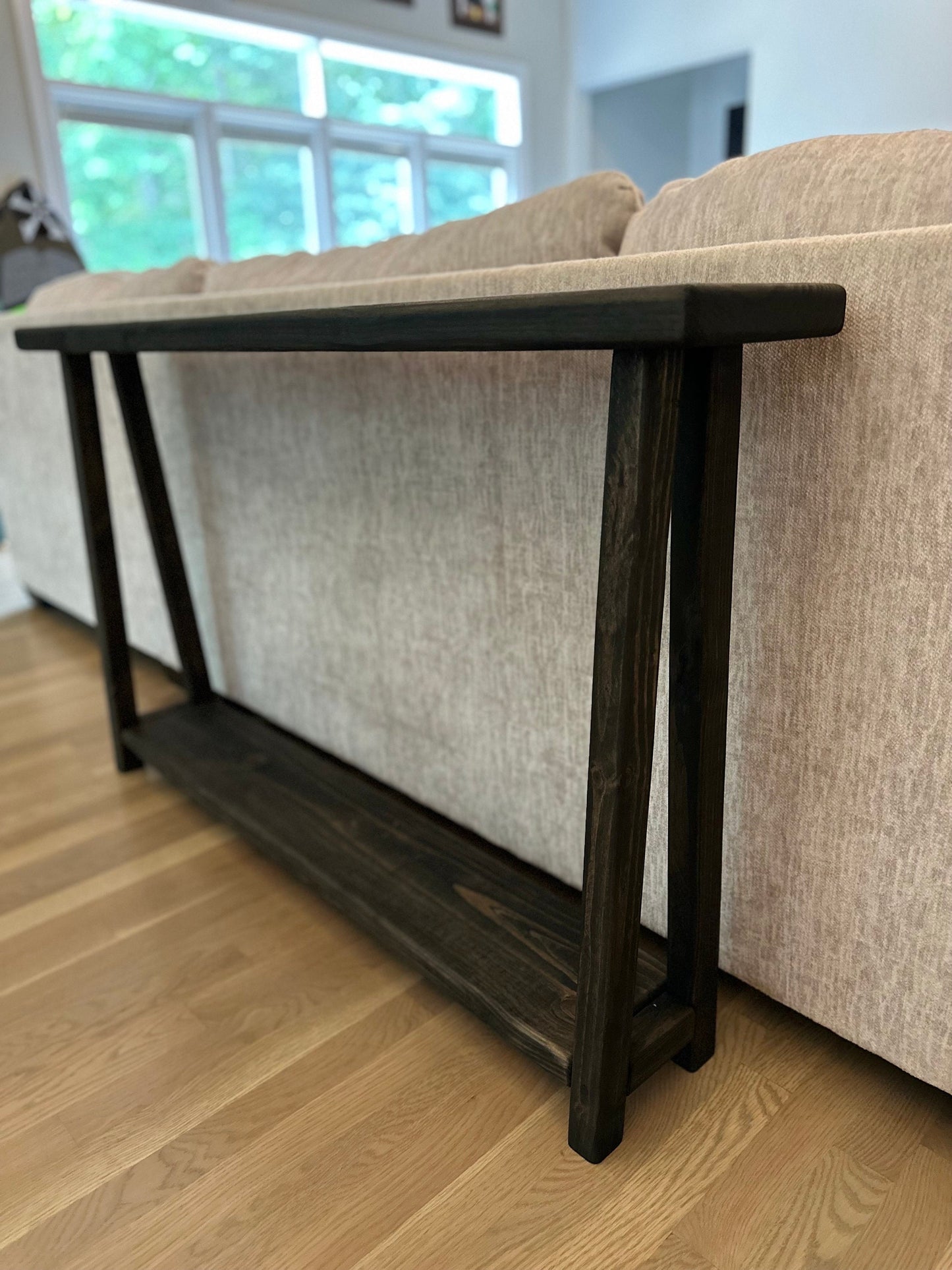 Sofa Table With Charging Outlets | Console Table | Entryway Table | Farmhouse Table | Accent Furniture | Skinny Table | Shelf Table | Foyer