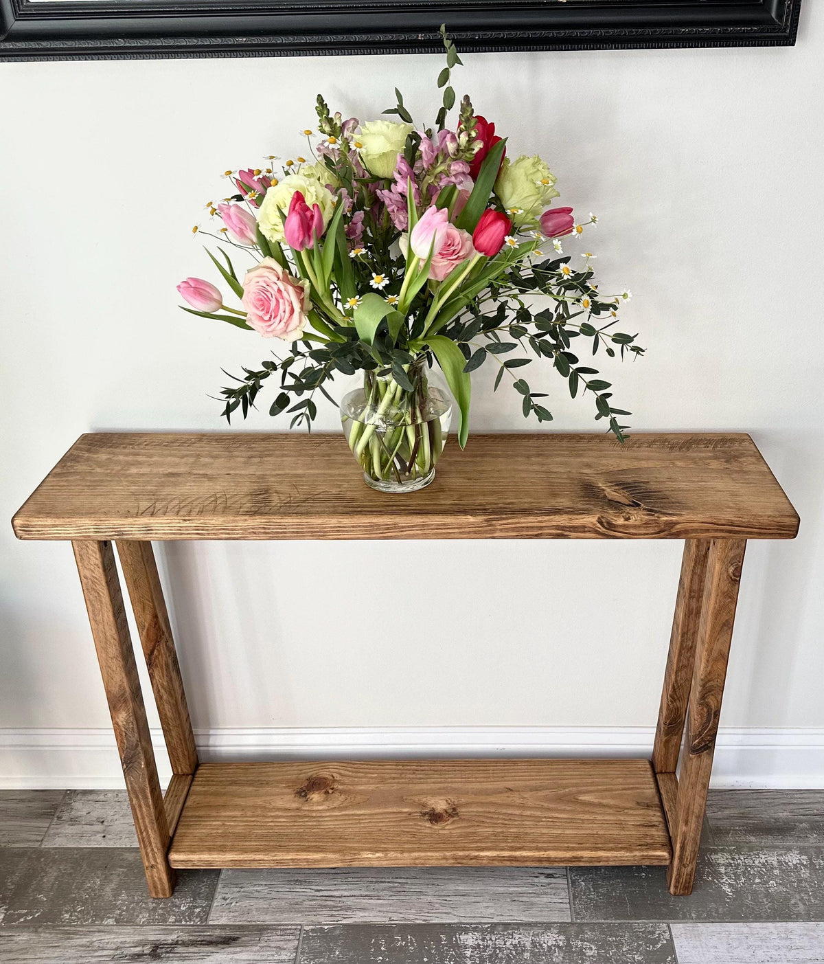 Sofa Table | Console Table | Entryway Table | Three Tier Table | Accent Furniture | Narrow | Reclaimed Look | Foyer | Customizable | Shelf