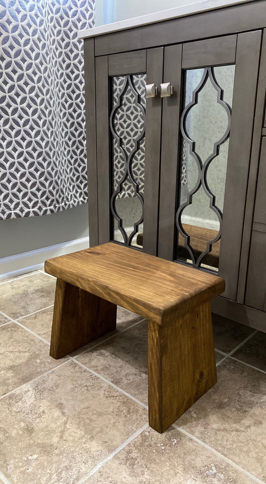 Hand made farmhouse stool | Step stool | Decorative furniture | Wood Stool | Sitting bench | Adult or children | Kitchen stool | Foot stool