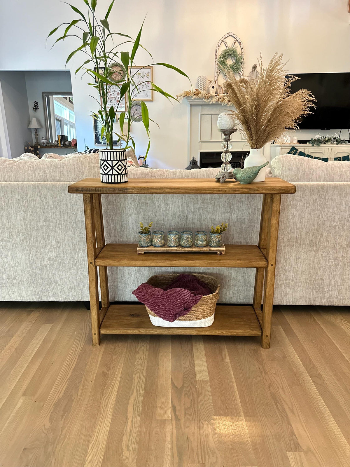 Sofa Table | Console Table | Entryway Table | Three Tier Table | Accent Furniture | Narrow | Reclaimed Look | Foyer | Customizable | Shelf