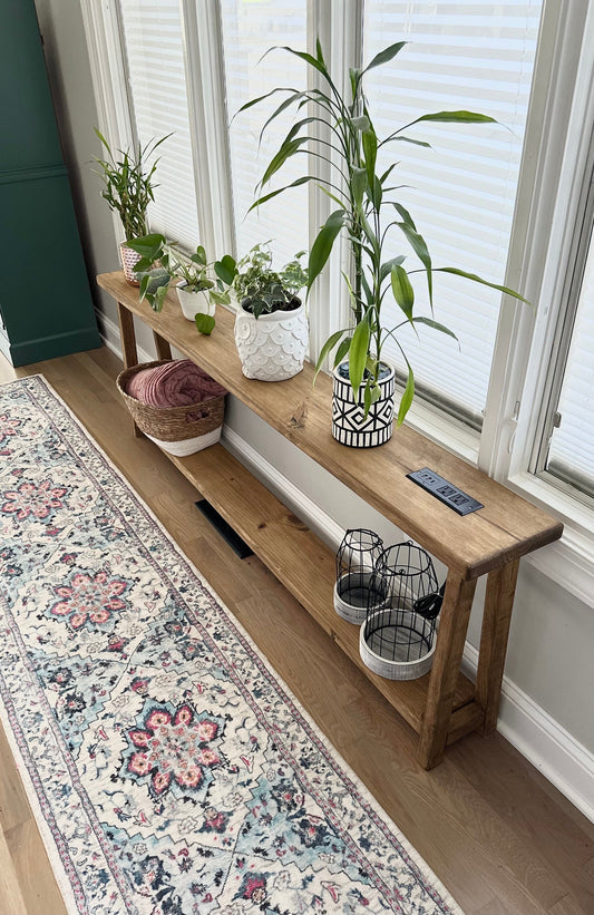 Sofa Table With Charging Outlets | Console Table | Entryway Table | Farmhouse Table | Accent Furniture | Skinny Table | Shelf Table | Foyer