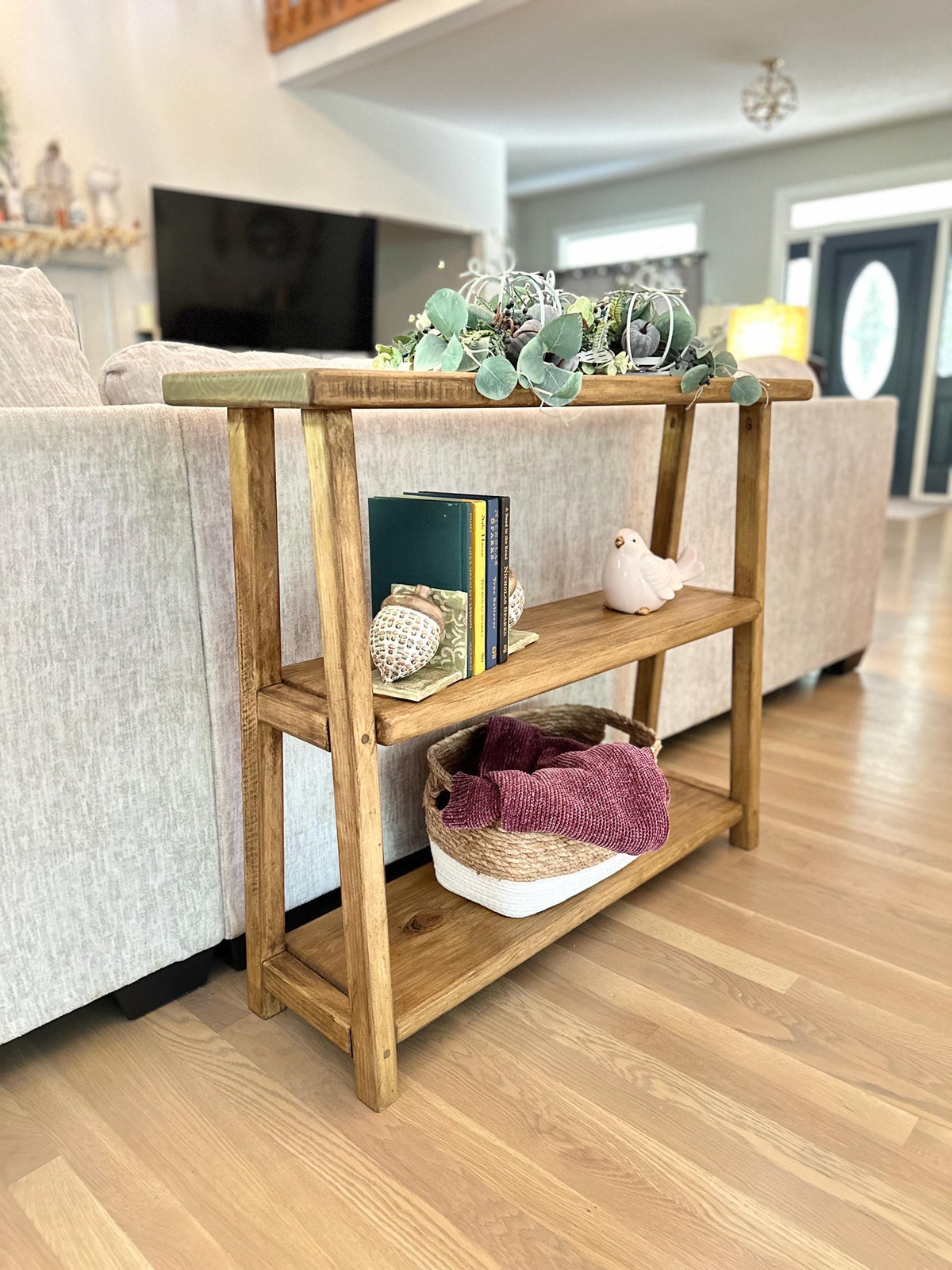 Sofa Table | Console Table | Entryway Table | Three Tier Table | Accent Furniture | Narrow | Reclaimed Look | Foyer | Customizable | Shelf