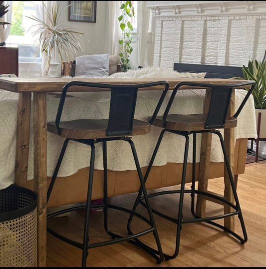 Wood Breakfast Bar | Bar Height Table | Rustic Bar Top Table | Behind Sofa Table | Breakfast Nook | Snack Bar | Coffee Bar | Drink Table
