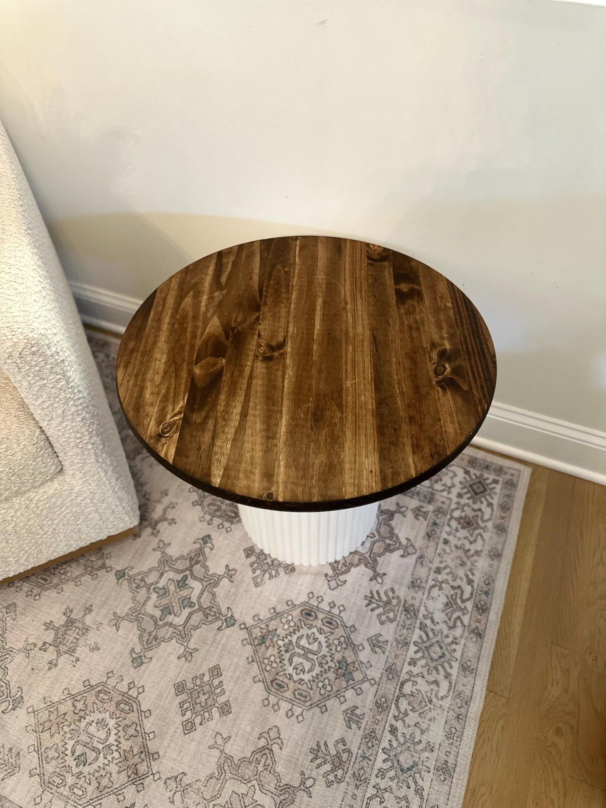 Coffee Table | End Table | Living Room | Furniture | Solid Wood | Fluted Table | Round Table | Customize | Ribbed Base | Pedestal Table |