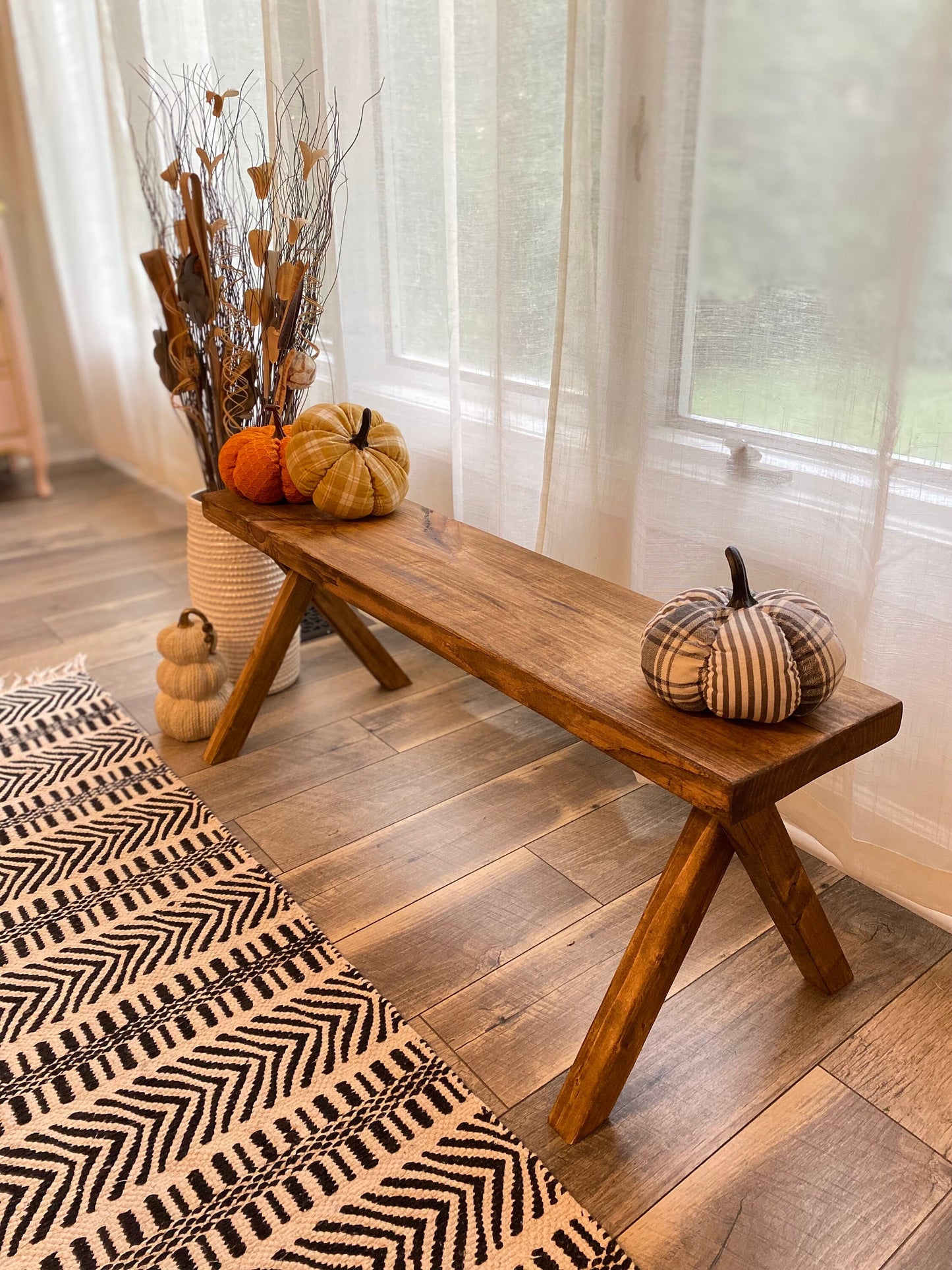 Handmade Farmhouse Bench | Barn wood bench | Rustic | Home decor | Furniture | Entry way | Fall Decor | Patio Bench | Table | Skinny Bench