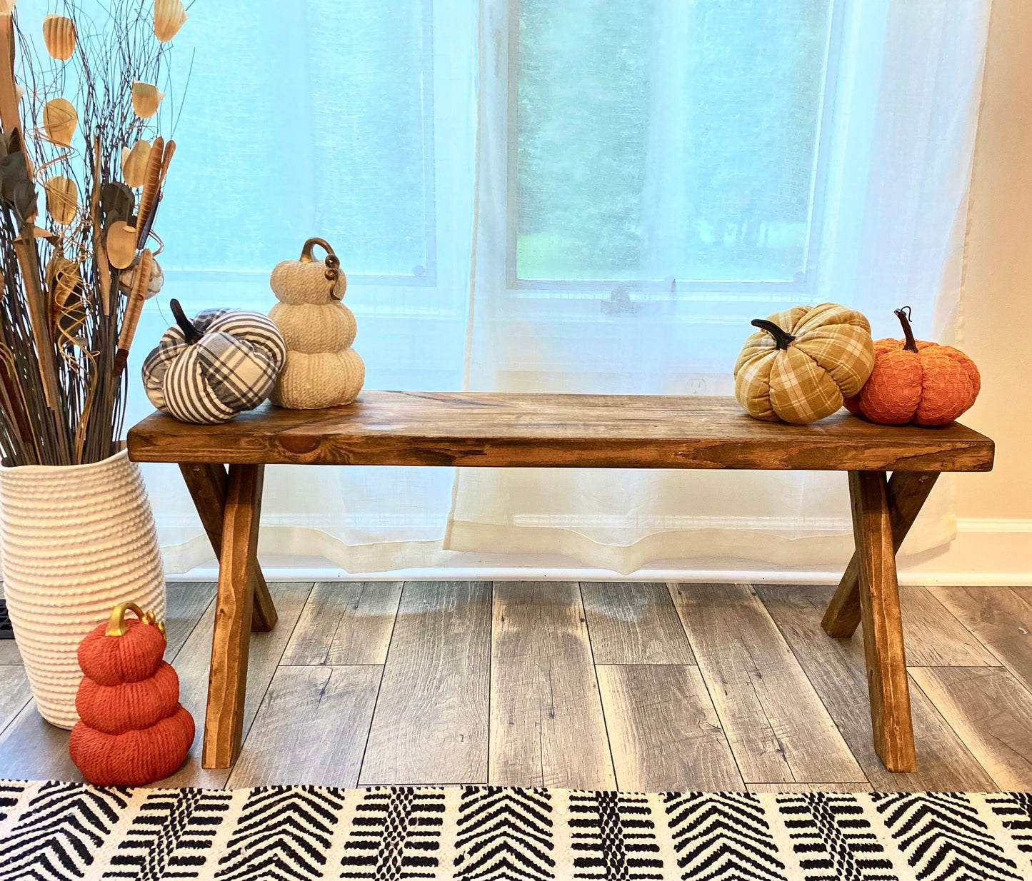 Handmade Farmhouse Bench | Barn wood bench | Rustic | Home decor | Furniture | Entry way | Fall Decor | Patio Bench | Table | Skinny Bench